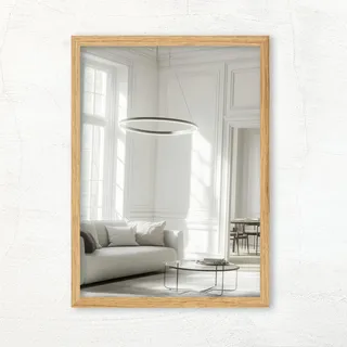 CLAMARO Vision Wandspiegel 80x80 cm Eiche Catania mit Rahmen, 300+ Größen wählbar, Echtglas-Spiegel im Hoch- & Querformat montierbar - handgefertigt in Deutschland
