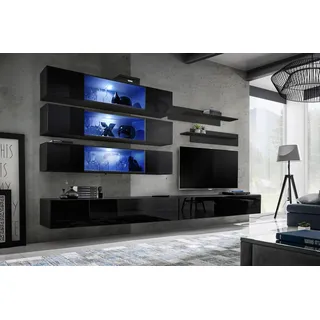 Wohnwand rtv Wohnzimmer Möbel Sideboard Wandregale tv Wandschrank Neu - Schwarz