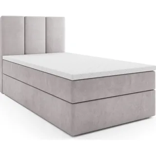 Boxspringbett, Jugendbett RYGA MINI, Topper Federkern (90x200 cm, HELLGRAU - SWING 16, Öffnungsseite LINKS) - Hellgrau