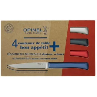 Opinel N°125 Bon Appétit+ Messer Set - 4-teiliges Tischmesser-Set, Edelstahl, Mikroverzahnt, Umweltfreundliche Griffe, Spülmaschinenfest Opinel N°125 Bon Appétit+ Messer Set - 4-teiliges Tischmesser-Set, Edelstahl, Mikroverzahnt, Umweltfreundliche Griffe, Spülmaschinenfest - Hellgrau, Blau, Rot, Grau
