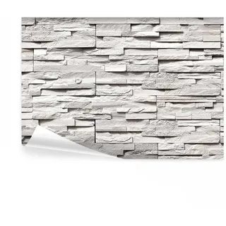 decomonkey Fototapete Steine 3D Optik, 400x280 cm, Moderne Steinwand Ziegel | Grau, Vlies, Schlafzimmer, Wohnzimmer, Küche, Büro, Flur, Tapete, Fototapeten, Tapeten, Vliestapete, Wandtapete, Wand, Deko