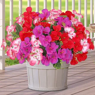 ASTNIC Kunstblumen wie Echt, 6 Bündel Künstliche Blumen für Draußen, Balkonpflanzen Outdoor Wetterfest, Fake Blumenstrauß UV-beständig Balkon Deko Fake Pflanzen Seidenblumen für Hochzeit Gartendeko