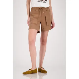 Shorts MONARI "Hose aufgesetzte Taschen", Damen, Gr. 40, N-Gr, braun, Web, Obermaterial: 92% Modal, 8% Polyester, unifarben, regular fit kurz, Hosen Shorts, Regular fit mit aufgesetzten Taschen
