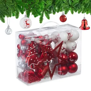 Relaxdays 103-Tlg.weihnachtskugeln-Set , Multicolor , Kunststoff , 20x19x2.5 cm , Dekoration, Weihnachtsdekoration, Christbaumschmuck