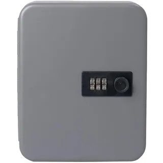 Pavo -Schlüsselkasten Fuer 20 schlüssel mit Zahlenschloss, Maße: 6x16x20 cm, inklusive Schlüsselanhänger – Dunkelgrau, Metall Schlüsselschrank, 20 Haken