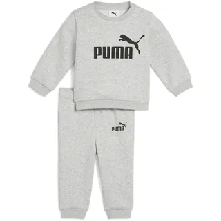 Puma Trainingsanzug PUMA "MINICATS ESS CREW SET FL INF", Kinder, Gr. 86, grau (light gray heather), Fleece, Obermaterial: 68% Baumwolle, 32% Polyester, unifarben, regular fit, Sportanzüge Trainingsanzug, aus kuscheligem Fleecestoff