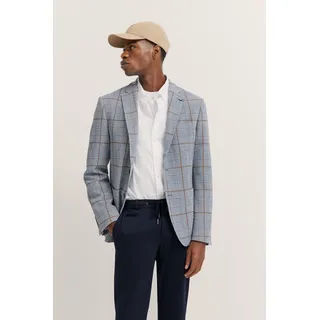 Sakko BUGATTI, Herren, Gr. 56, blau (320, hellblau), 68% Polyester, 32% Baumwolle, kariert, normal, Manschette, Sakkos Sakko, mit Karo-Muster