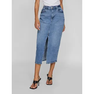 Jeansrock VILA "VIJAF HW MIDI DENIM SKIRT-NOOS", Damen, Gr. 40, blau (medium blau denim detail:wash mbd, 011), Denim/Jeans, Obermaterial: 99% Baumwolle, 1% Elasthan, wadenlang, Röcke Jeansrock