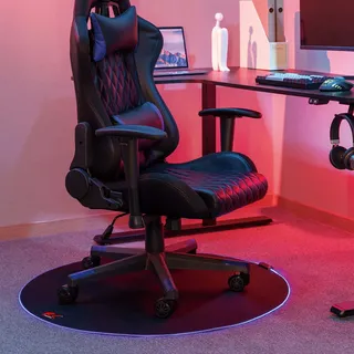 NanoRS RS171 Gaming Stuhlmatte mit RGB-Hintergrundbeleuchtung, Durchmesser: 100 cm, Bodenschutz, Bodenschutzmatte, Bürostuhl Unterlage, rutschfeste Oberfläche