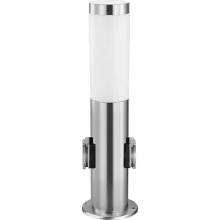 Grafner Edelstahl Wegleuchte mit 2 Außensteckdosen Gartenlampe 45 cm, 10491
