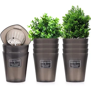 Herefun 10 Stück Blumentopf Selbstbewässernd, 12X11X7.8cm Kräutertopf Küche, Blumentopf mit Bewässerungssystem, Wasserspeicher Pflanzentopf für Innen Balkon Garten