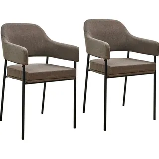 Svita SCARLETT 2er Set Esszimmerstühle Armlehnstuhl Polsterstuhl Stoff Braun