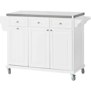 SoBuy Kücheninsel rollbar 107 x 95 x 49 cm Weiß