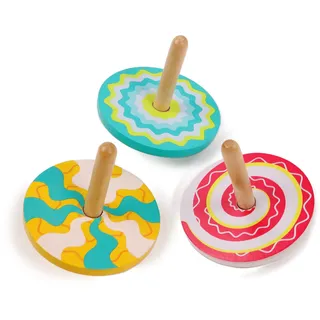 PLANÈTE Bois - Pack mit 24 Kaleidoskop-Kreiseln - FSC - 030146PA - 24 Stück - Mehrfarbig - Holz - Kinderspiel - Freizeit - Kirmes - Zum Sammeln - 6 cm x 6 cm - Ab 3 Jahren