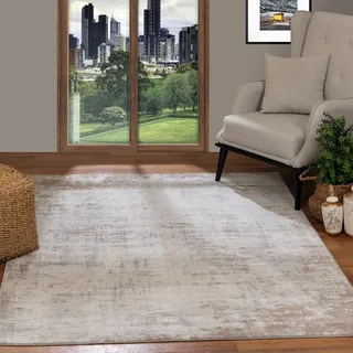 Livabliss Kampen Wohnzimmer modern – Abstrakt Design in Marmor Optik für Wohnzimmer 120x170 cm, Esszimmer, Schlafzimmer - Marmor groß, weicher Kurzflor in Beige, Grau, Elfenbein