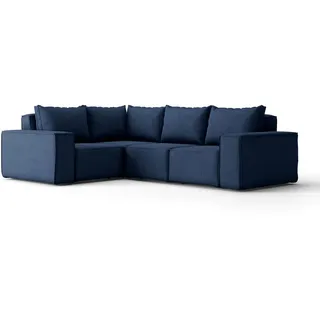 Kaiser Möbel Gartenecksofa Für Den Garten Sonne Marineblau Rechts , Blau , Holz , Füllung: Komfortschaum , L-Form , 246x73x181 cm , Gartenmöbel, Loungemöbel, Gartensofas & Loungesofas