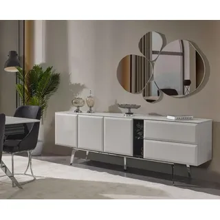 Sideboard mit Spiegel Kommode Weiß Konsoletisch Tisch Modern Holz Set - Weiß