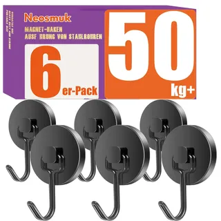 Neosmuk Swing Magnethaken Schwarz,50kg Magnet Haken Extra Stark für Spind Organizer,Neodym Magnete,Haken Magnetisch Sehr Stark für Werkstatteinrichtung,Heckzelt,Grill