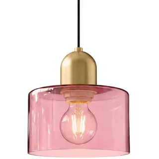 LFsem 20cm Bunt Glas Pendelleuchten Esstisch Hängelampe, Modern Vintage E27 Gold Hängende Deckenlampe für Wohnzimmer, Küchen & Schlafzimmer (Pink)