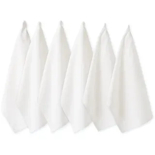 DII Basic Solid Geschirrtuch-Kollektion Flachgewebte Baumwolle, Weiss/opulenter Garten, Small Set, 18x28, 6
