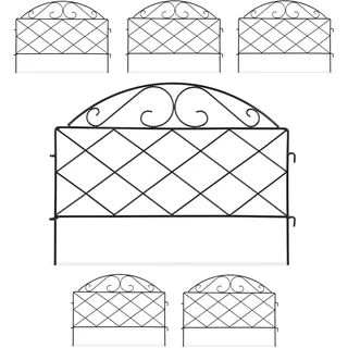 Relaxdays Beetzaun, HxB je 40x54,5 cm, 6 Zaunelemente, Garten Beeteinfassung zum Stecken, Metall, Vintage-Look, schwarz
