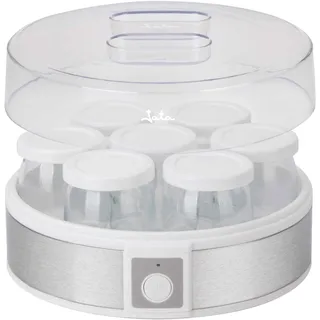 JATA JEYG2266 Joghurtbereiter mit 7 Gläsern aus Glas mit Deckel 180ml Spülmaschinenfest BPA-frei rutschfeste Füße 24 x 12,5 cm