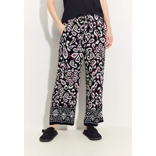 Culotte CECIL "Style Neele", Damen, Gr. S (38), Länge 26, schwarz, Obermaterial: 100% Viskose, bedruckt, loose fit 7/8-Länge, Hosen Culotte, Sommerhose mit Ornament Muster