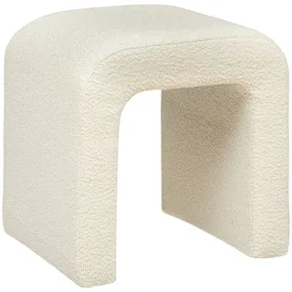 Atmosphera - Sevi Pouf aus weißem Bouclé-Stoff - 41 x 35,5 x 43 cm, skandinavischer Stil - Zusätzliche Sitzgelegenheit für Wohnzimmer, Schlafzimmer