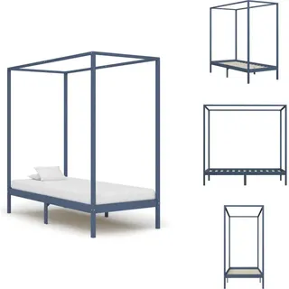 vidaXL Himmelbett-Gestell Grau Massivholz Kiefer 90 x 200 cm - Betten & Bettgestelle - Grau