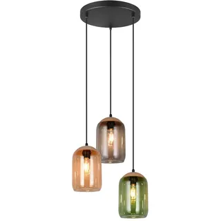Cluster Pendelleuchte mit bunten Lampenschirmen aus Glas, Ø30cm |