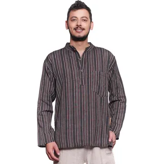 Simandra Herren Kurta Klassisch Gestreift Braun, XXL - Braun