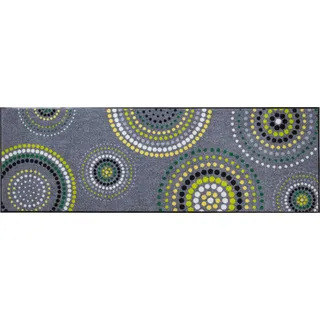 Erwin Müller Fußmatte Ludwigshafen, Schmutzfangmatte, Sauberlaufmatte Kreise grau/grün Größe 80x200 cm - rutschfest, pflegeleicht, für Fußbodenheizung geeignet (weitere Farben, Größen)