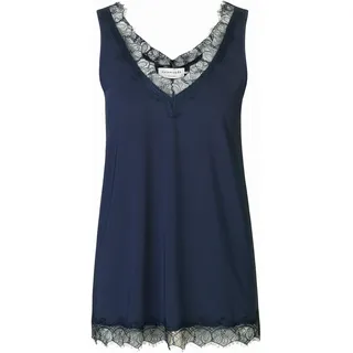 rosemunde Spitzentop "Billie Tank Top" Vintage-Spitzenbesatz an V- Ausschnitt und Saum, dunkelblau