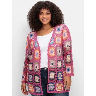 Cardigan SHEEGO BY JOE BROWNS, Damen, Gr. 56/58, pink, 100% Polyacryl, gemustert, mehrfarbig, Strickjacken Cardigan