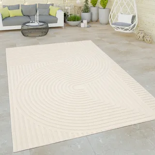 Outdoor Teppich Skandinavisch wetterfest Modern & Pflegeleicht für Innen & Außen Grösse 80x150 cm - Creme
