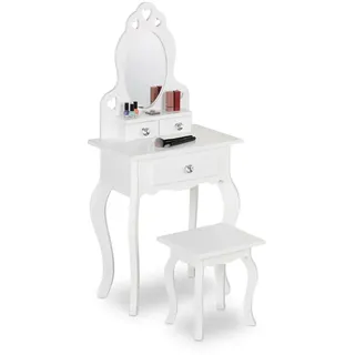 Relaxdays Kinderschminktisch mit Spiegel 50 x 30 x 110 cm MDF weiß