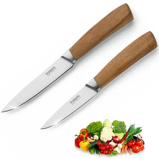 Kuppels WOOD Küchenmesser Set 2tlg, Chrom-Vanadium-Stahl, Akazienholzgriff | Gemüsemesser & Allzweckmesser, extrem scharfe Klingen, ergonomischer Akazienholzgriff, kleine Messer für Obst & Gemüse