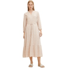TOM TAILOR Damen Kleid mit Volant 1032518, 30148 - Beige Geometric Design, 44