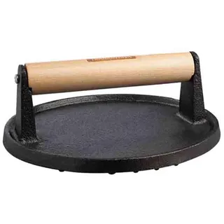 Tramontina Black Gusseisen Grillpresse, rund, für BBQ, Steak, Sandwiches, Burgerpresse, Smash Burger, Holzgriff, Burger Patty Presse, Burgerpresse für Patties, Ø 17 cm