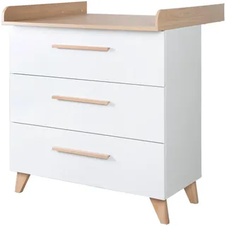 Roba Wickelkommode Leon mit 3 Schubladen , Weiß, Honigeiche , Holzwerkstoff , Holz Optik , Rechteckig , eckig , 89x98x76 cm , Babymöbel & Kindermöbel, Babyzimmer, Wickelkommoden & Zubehör, Wickelkommoden