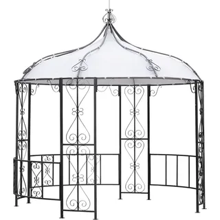 DEGAMO Pavillon Gartenpavillon Metalpavillon BURMA rund 300cm Durchmesser, Gestell Stahl grau, Dachplane weiss wasserdicht beschichtet - Weiß, Grau
