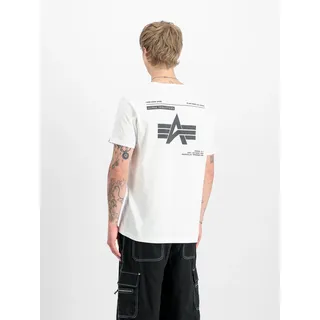Alpha Industries T-Shirt ALPHA INDUSTRIES "Label Backprint T-Shirt", Herren, Gr. M, weiß, Obermaterial: 100% Baumwolle, Shirts T-Shirt