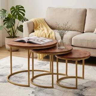 vidaXL Nesting-Couchtische 3 stk. Honigbraun 54 x 54 x 40 cm - Braun