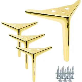 Elegantes 4er Set Möbelbeine "Anker" in Gold-Chrom, Höhe 18 cm, inkl. Schrauben zur einfachen Montage, perfektes Upgrade für jedes Interieur. - Gold