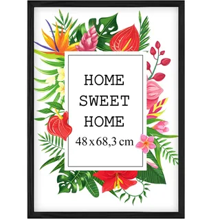 MG Design Schwarz Bilderrahmen 48 x 68 cm – Aus echtem Holz mit Acrylglas, zum Aufhängen & Aufstellen, für Fotos, Poster & Puzzle