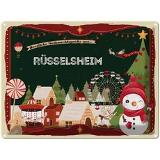 Blechschild 30x40 cm - Weihnachten Grüße RÜSSELSHEIM