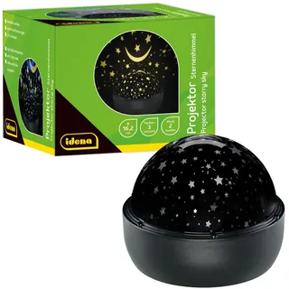 IDENA 50145 - LED Projektor Sternenhimmel, leuchtet in den Farben Weiß, Blau und Gelb, LED Sternenhimmel Projektor mit 2 Modi, für Innen, batteriebetrieben, ca. 16,2 x 13 cm