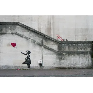 Buyartforless There is Always Hope, Balloon Girl by Banksy 36x24 Giclee Print Poster Urban Art Wall Decor Printed Using 12 Colors on giclee Gloss Paper Made IN The USA!
