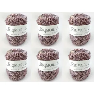 6x Rigmor by Permin – Farbiges Superwash-Wollgarn (17 dunkles/helles lila)
