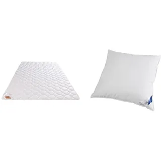Böhmerwald Natur Wildseidendecke, allergikergeeignet, 100% Wildseide, Füllgewicht: 550gr., Größe: 135x200 cm & Komfort Kopfkissen, 70% Federn / 30% Daunen, Füllgewicht: 1.000 g, 80 x 80 cm